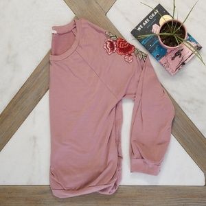 Mavi Pink Crew Neck with Rose Patches